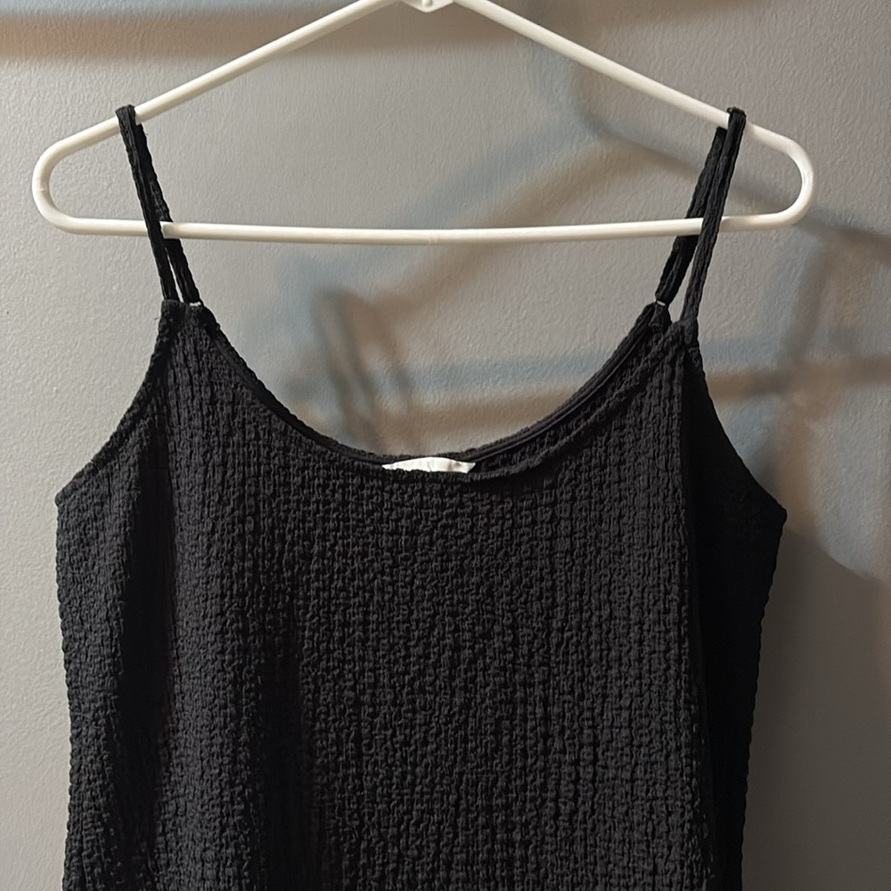 Textured Black Midi Casual H&M Dress